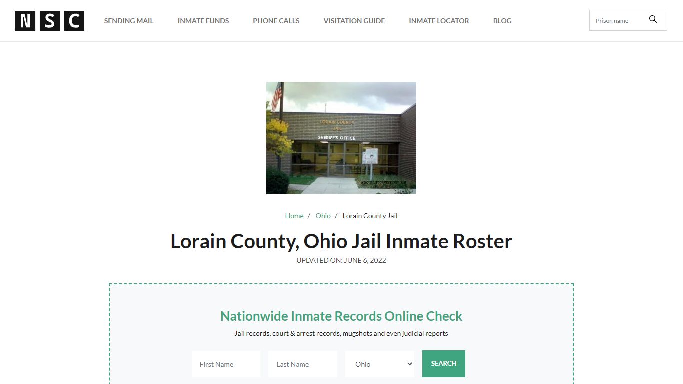 Lorain County, Ohio Jail Inmate Roster